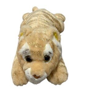 FAO Schwarz Gold & White Plush Tiger With Glitter Stripes